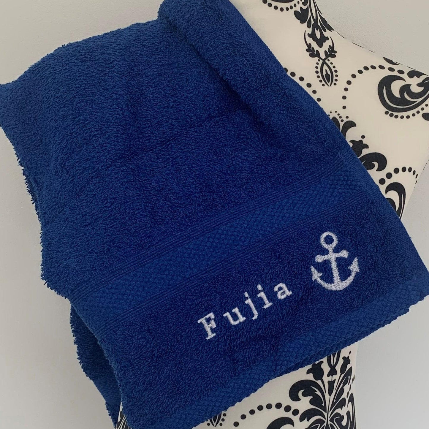 Anchor TOWEL - PERSONALISED - FLANNEL / HAND TOWEL / BATH TOWEL - Cool Beans Embroidery & Personalisation