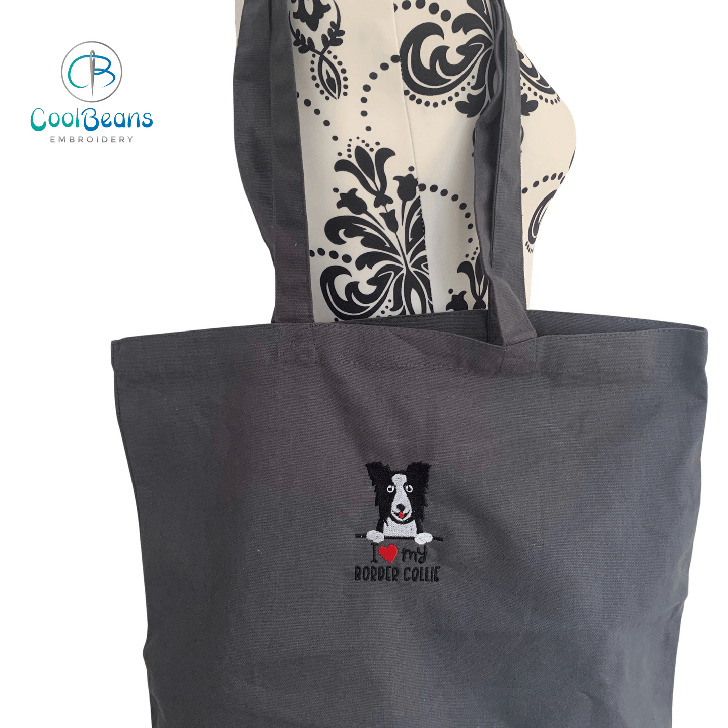 Border Collie Dog Tote / Shopper Bag - Personalised - Cool Beans Embroidery & Personalisation