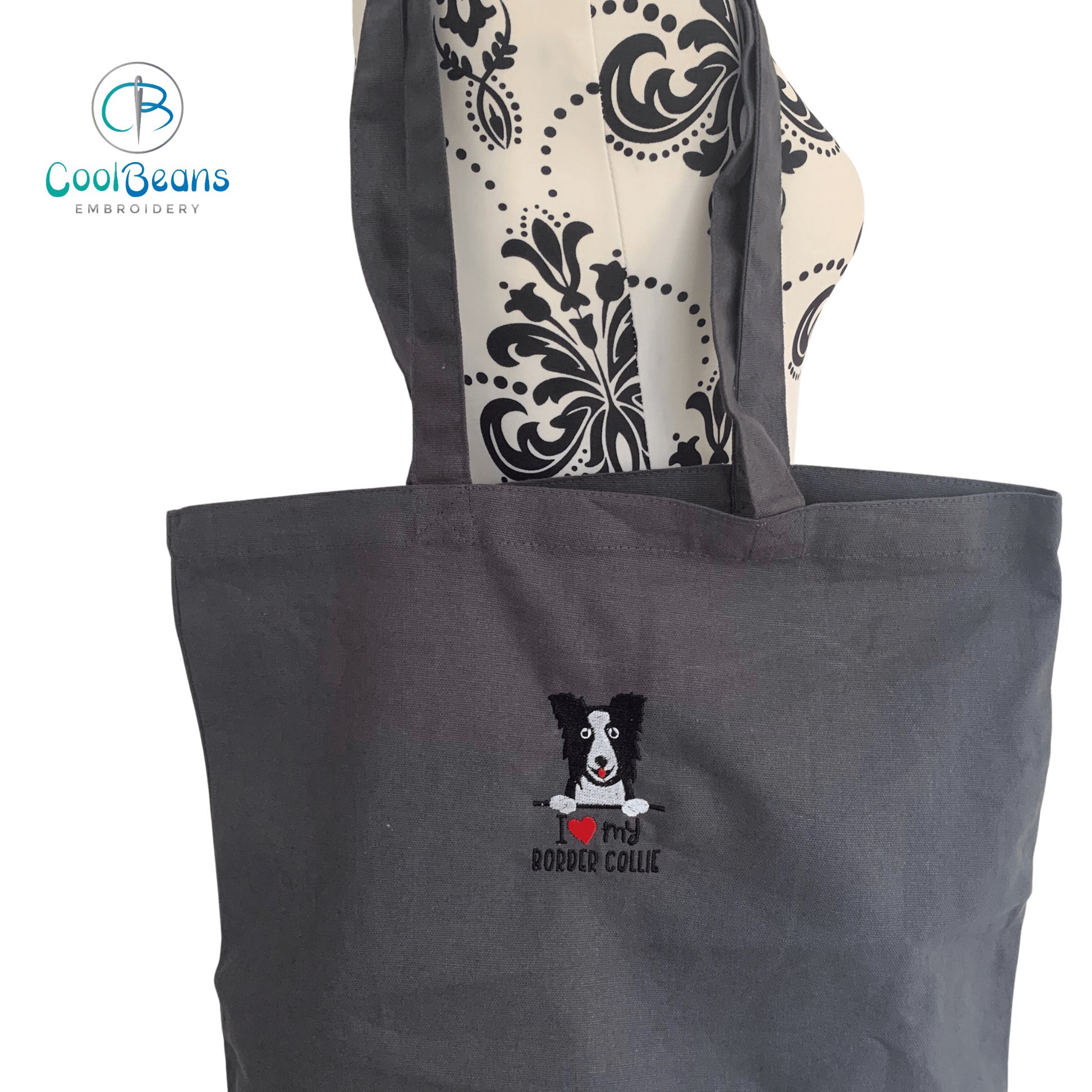 Border Collie Dog Tote / Shopper Bag - Personalised - Cool Beans Embroidery & Personalisation