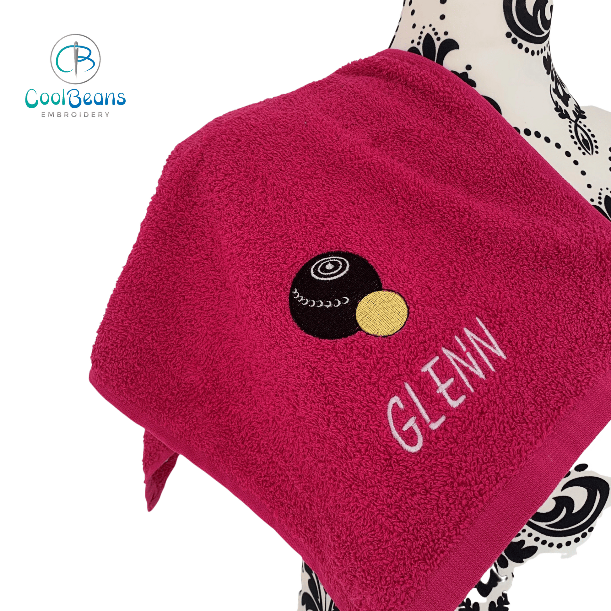 Bowls - Lawn Bowls Towel - Grommet & Hook - 550gsm - Personalised - Cool Beans Embroidery & Personalisation