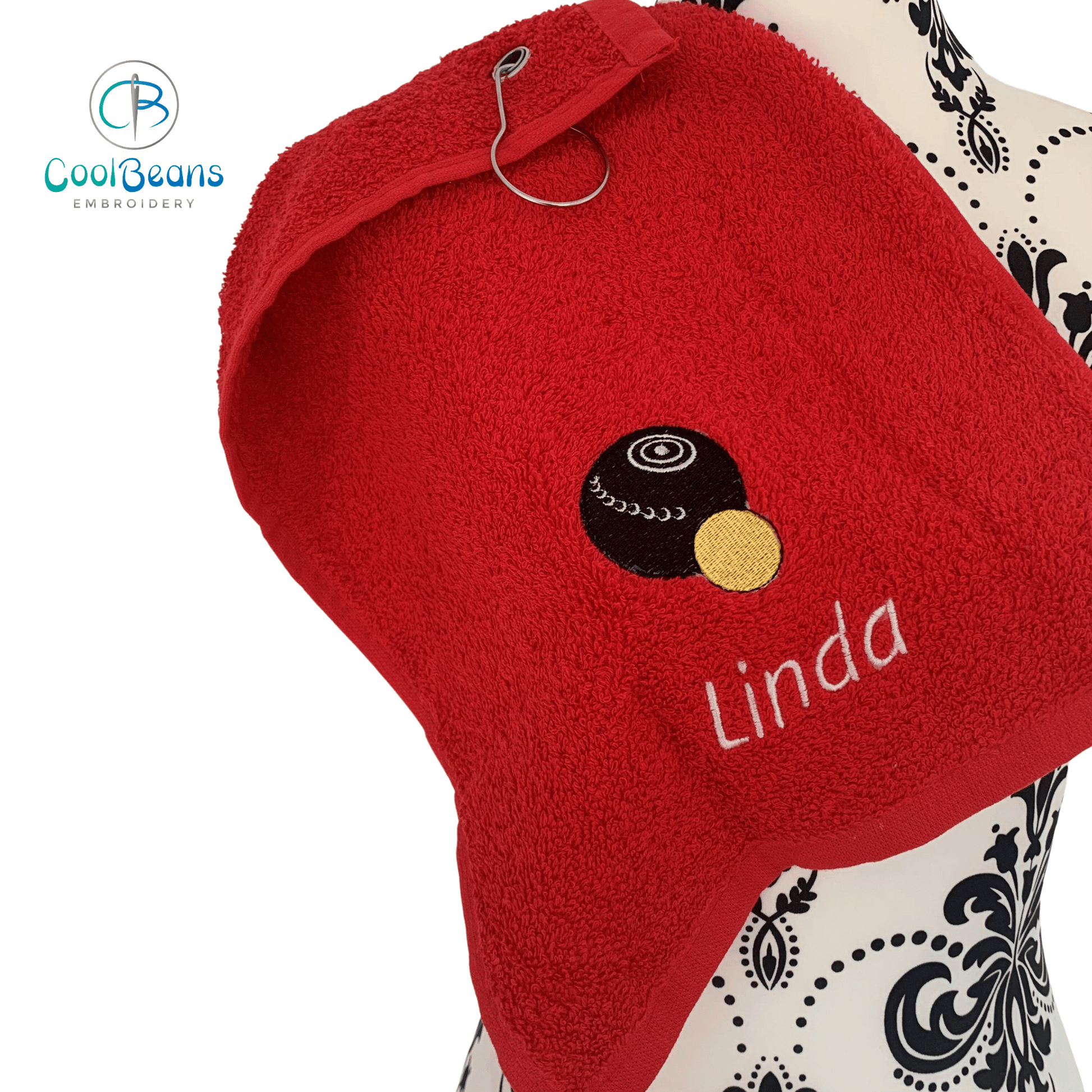 Bowls - Lawn Bowls Towel - Grommet & Hook - 550gsm - Personalised - Cool Beans Embroidery & Personalisation