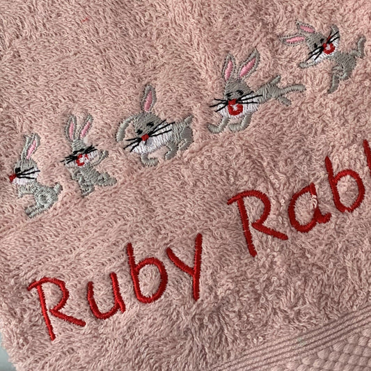 Bunny Rabbits - Baby Bubble Taggy Blanket / Satin Comforter - Personalised - Cool Beans Embroidery & Personalisation