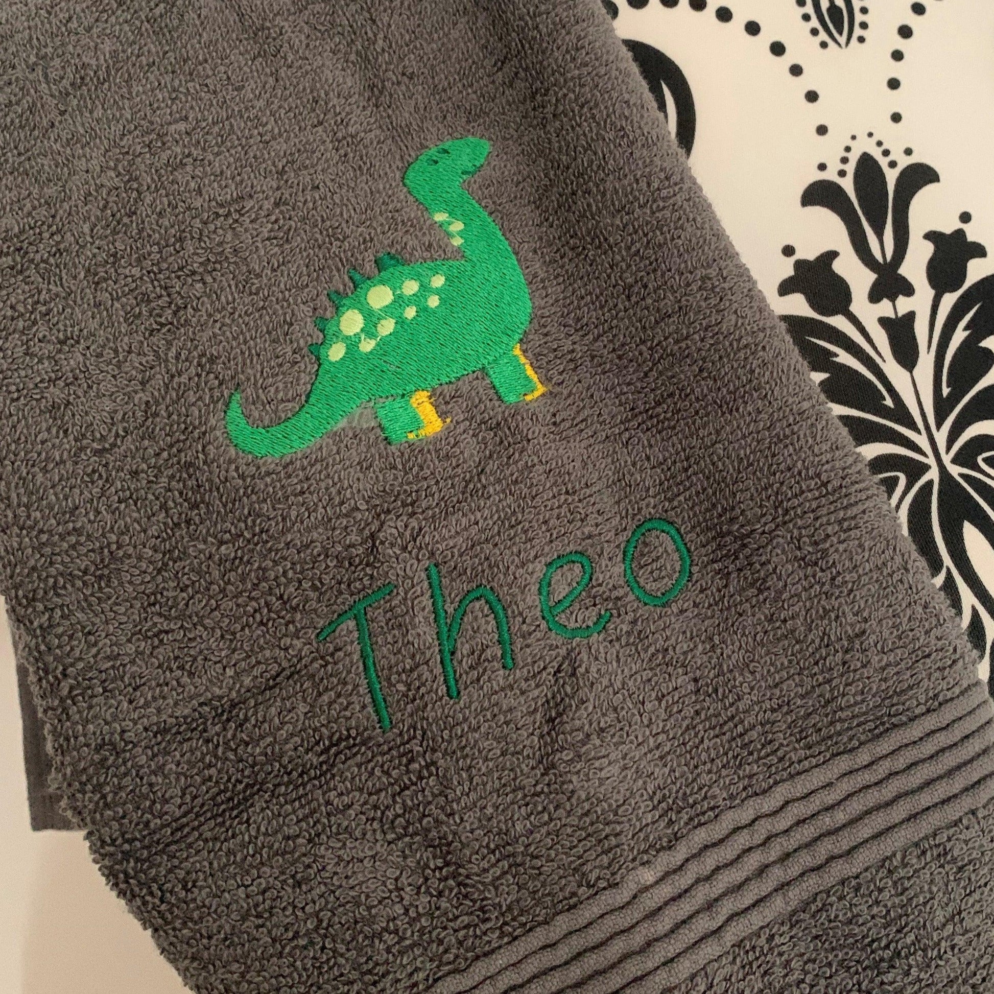 Dinosaur (Green) Towels - Personalised - Cool Beans Embroidery & Personalisation
