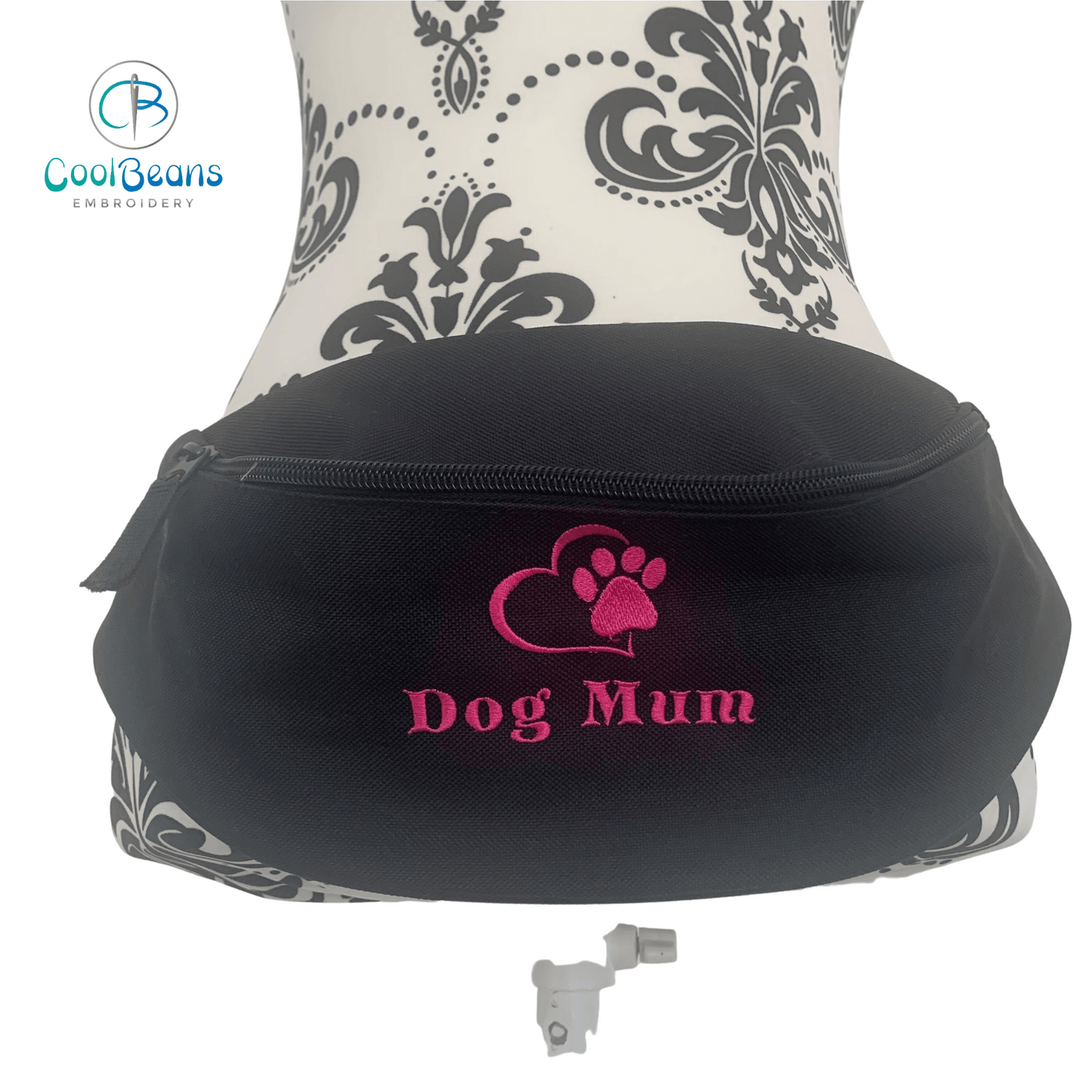 Dog Walking - Dog Mum Paw in Heart Belt Bag / 2 Zip Bumbag - Cool Beans Embroidery & Personalisation