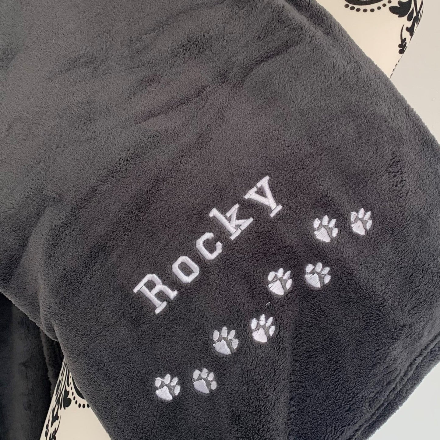 Pet Fleece Blanket - Paw Prints - Personalised - Cool Beans Embroidery & Personalisation