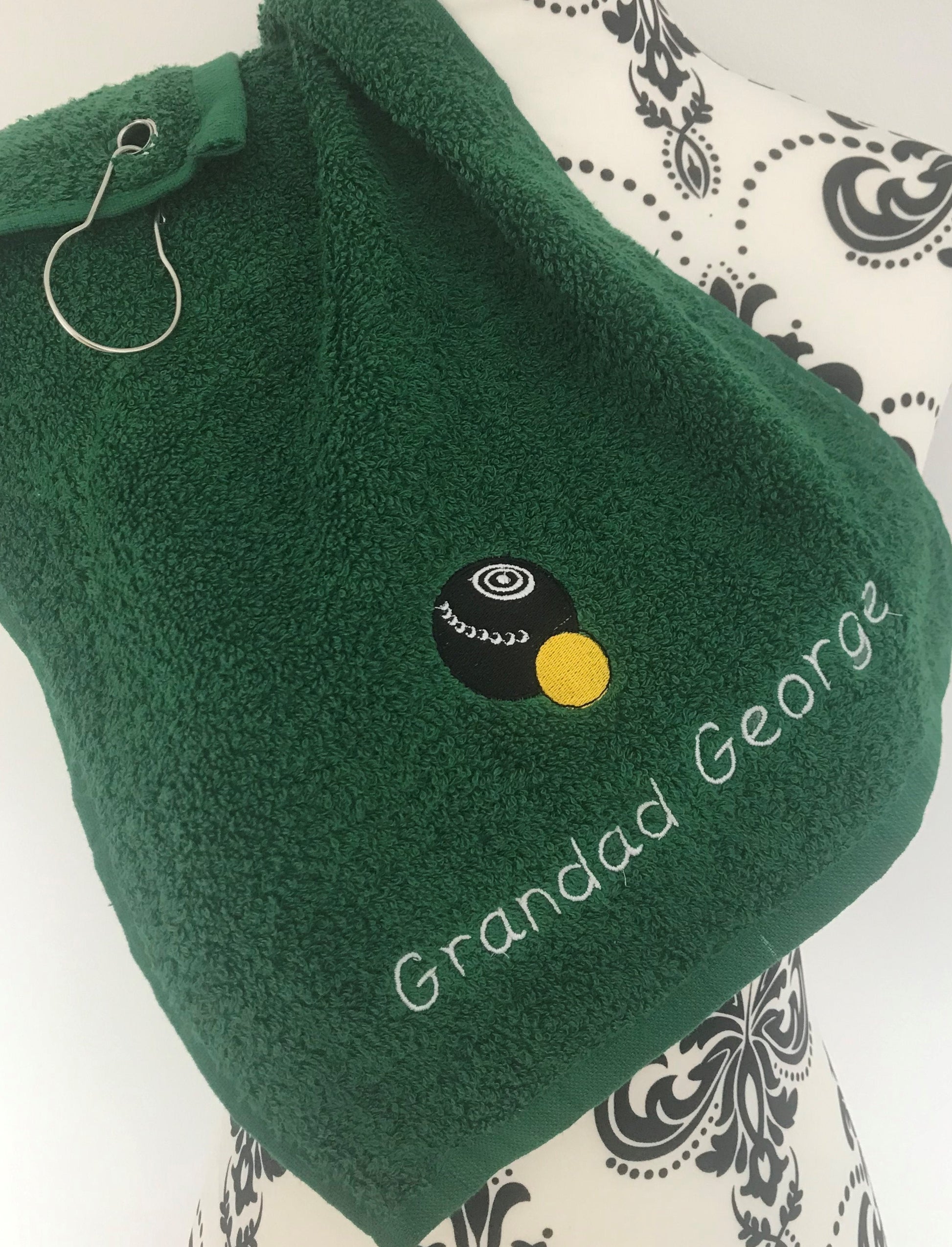 Bowls - Lawn Bowls Towel - Grommet & Hook - 550gsm - Personalised - Cool Beans Embroidery & Personalisation