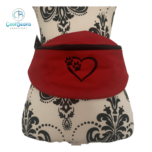 Dog Walking - Heart & Paws Belt Bag / 2 Zip Bumbag - Personalised - Cool Beans Embroidery & Personalisation