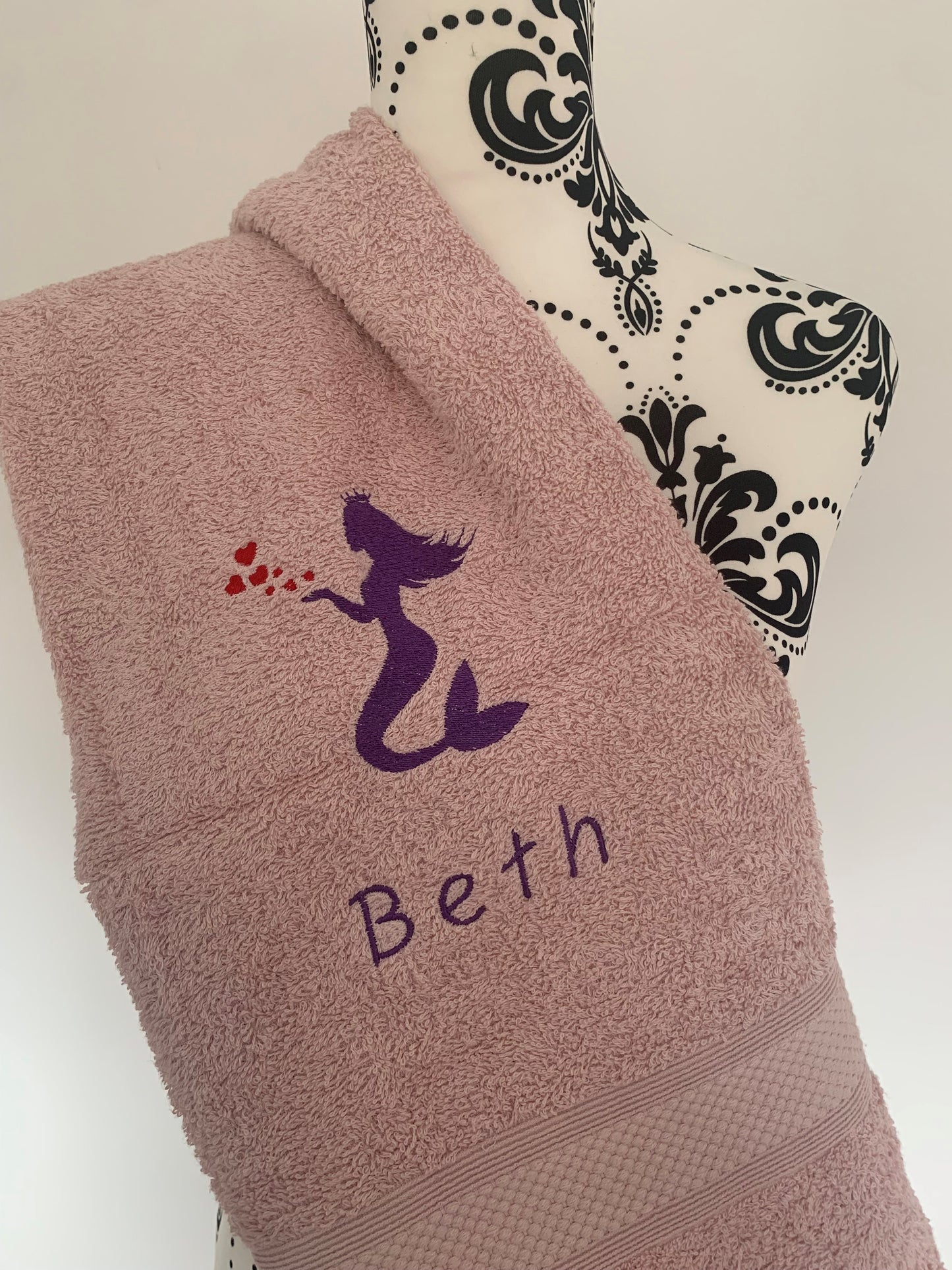 Mermaid Hearts Towels - Personalised - Cool Beans Embroidery & Personalisation
