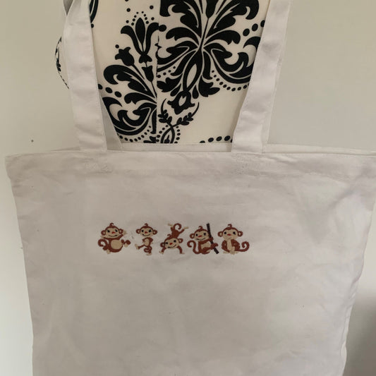 Monkeys Tote / Shopper Bag - Personalised - Cool Beans Embroidery & Personalisation