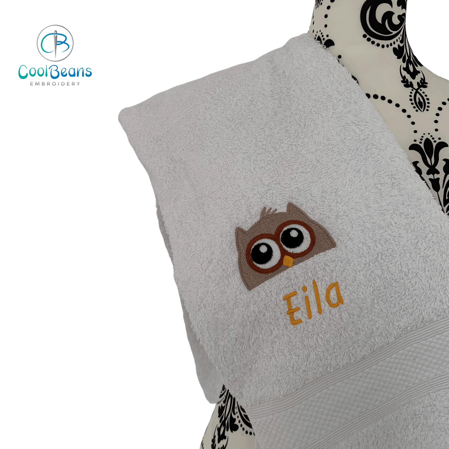 Owl Towels - Personalised - Cool Beans Embroidery & Personalisation
