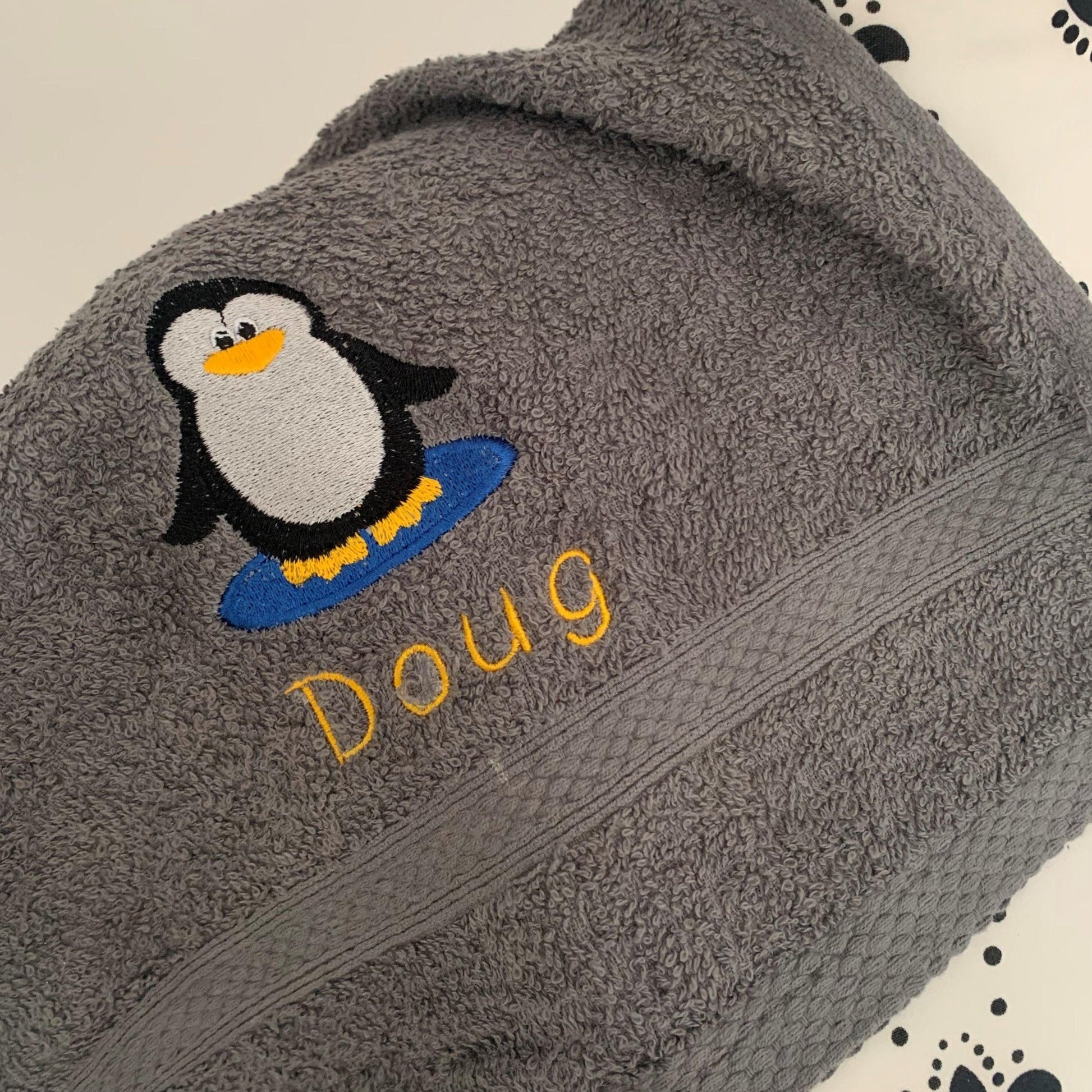 Penguin Puddle Towels - Personalised - Cool Beans Embroidery & Personalisation