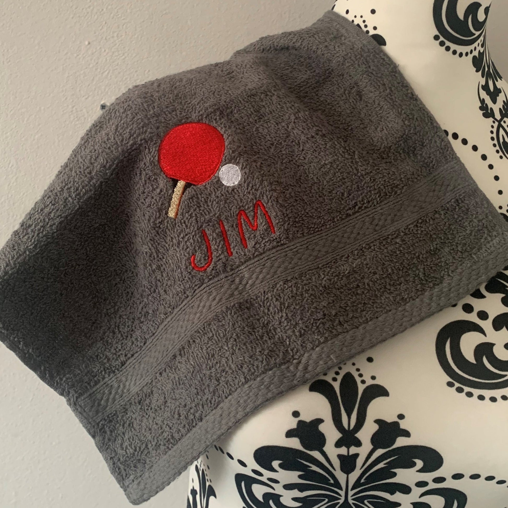 Table Tennis Towels - Personalised - Charcoal Face Cloth