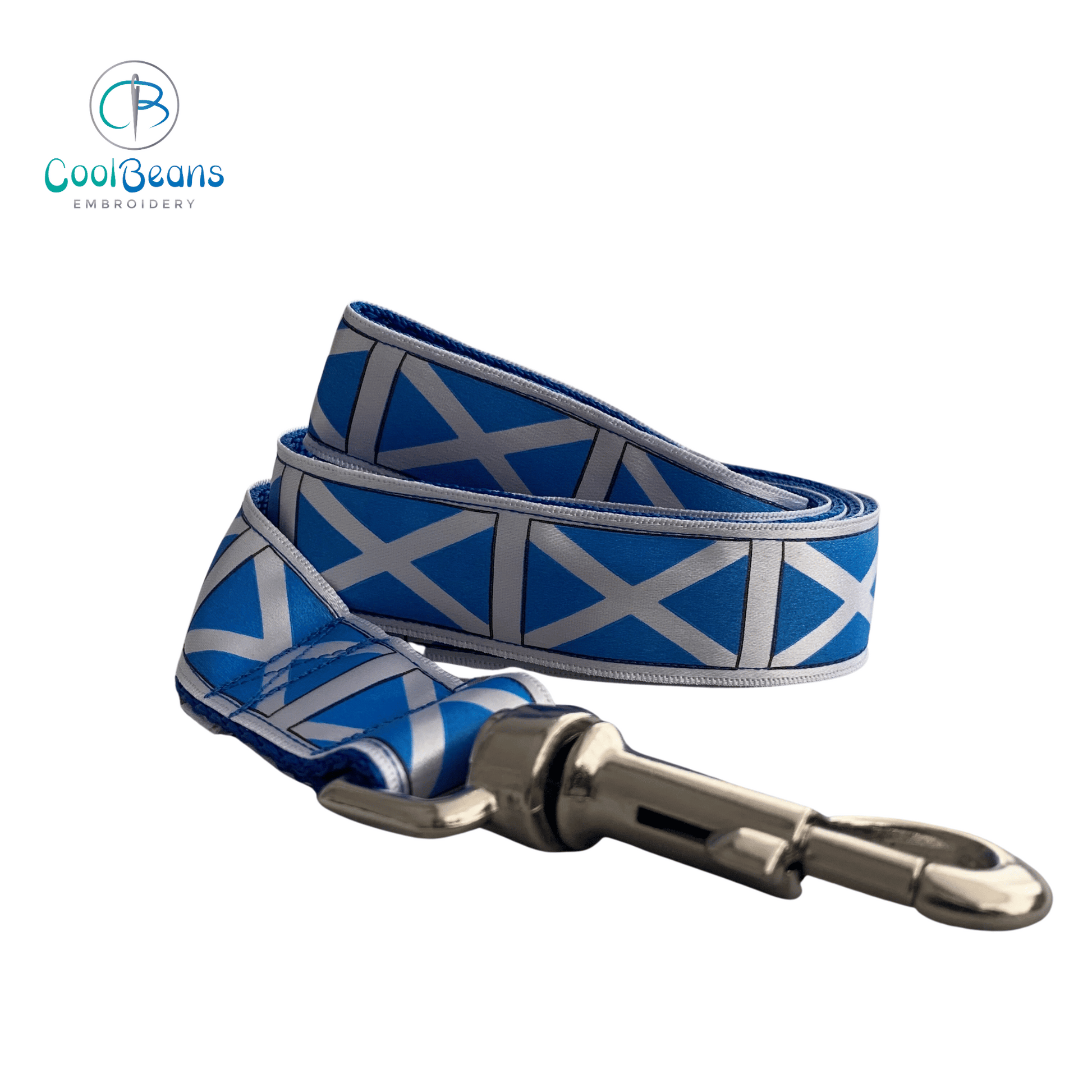 Dog Lead - Scotland Flag - Handcrafted - Personalised - 25mm / 120cm Length - Cool Beans Embroidery & Personalisation