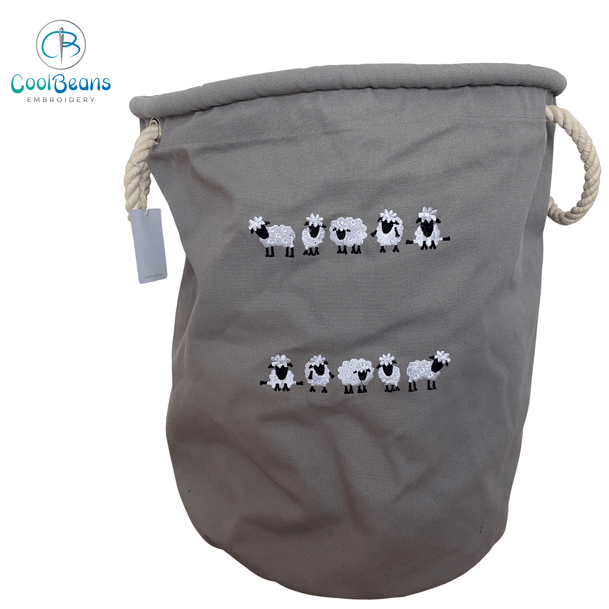 Sheep Canvas Trug - Toy Storage Tub - Personalised - Cool Beans Embroidery & Personalisation