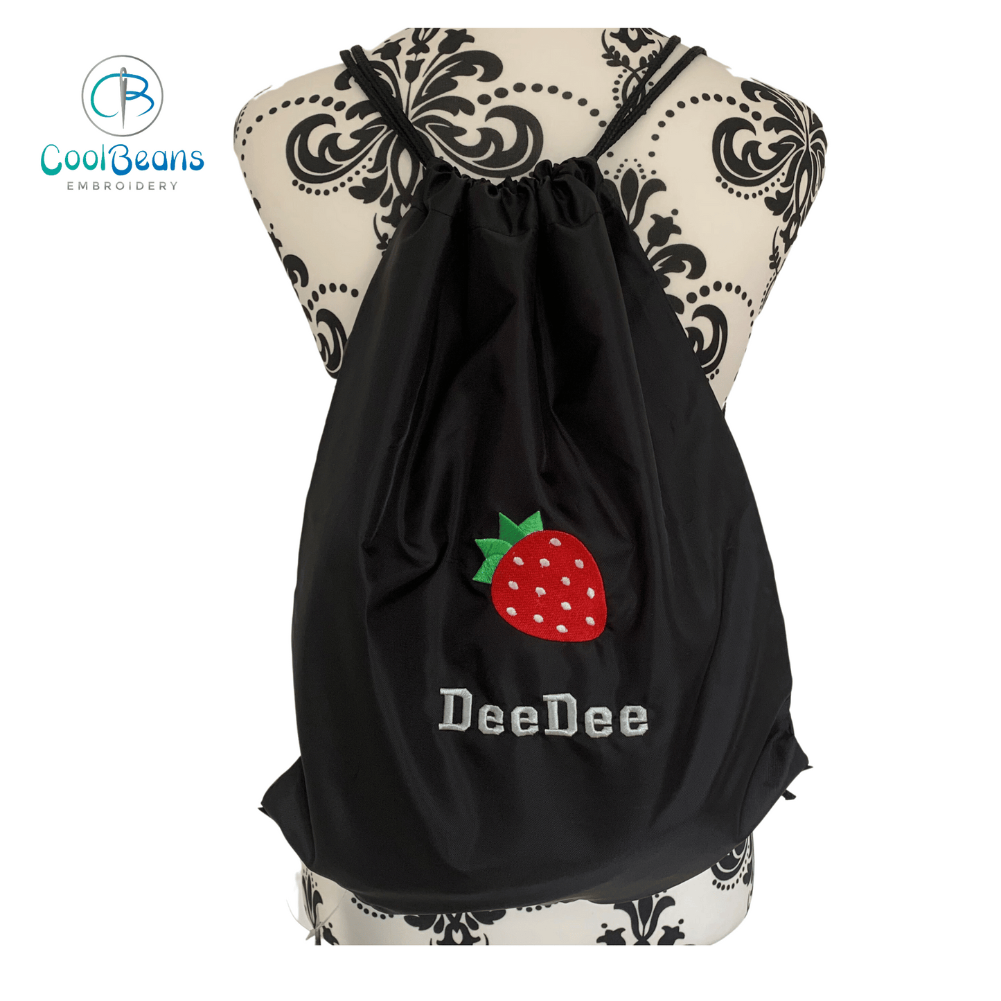 Strawberry Drawstring Gym Bags - Personalised - Cool Beans Embroidery & Personalisation
