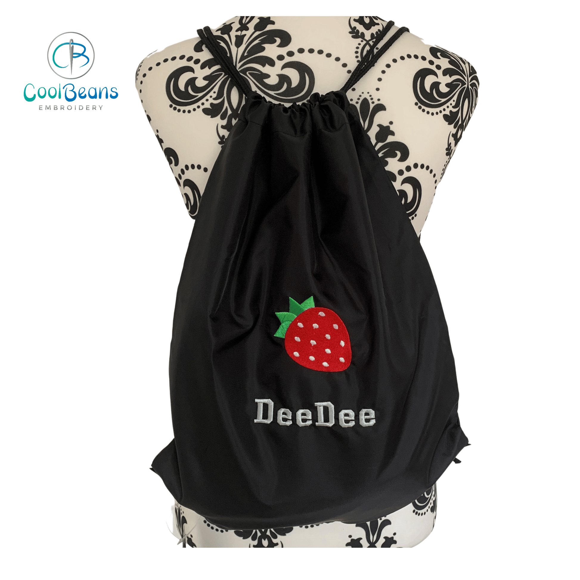 Strawberry Drawstring Gym Bags - Personalised - Cool Beans Embroidery & Personalisation