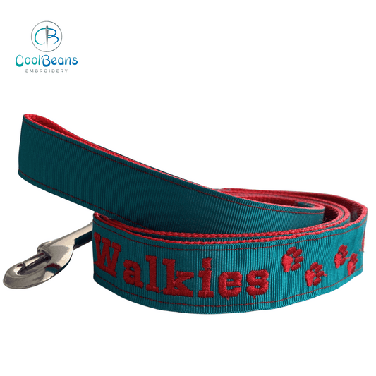 Dog Lead - Paws - Handcrafted - Personalised - 25mm / 120cm Length - Cool Beans Embroidery & Personalisation