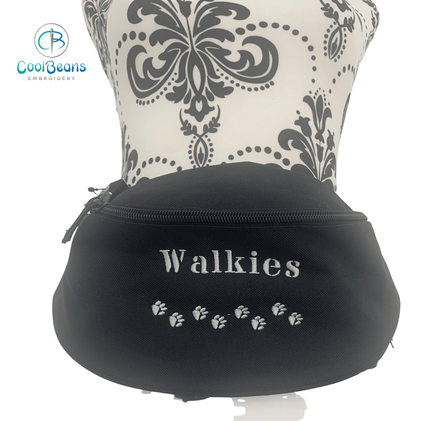 Dog Walking - Paws Belt Bag / 2 Zip Bumbag - Personalised - Cool Beans Embroidery & Personalisation