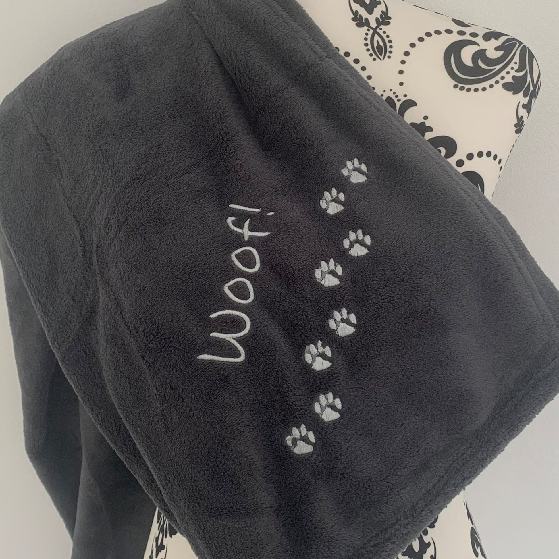 Pet Fleece Blanket - Mini Paws - Personalised in Corner - Cool Beans Embroidery & Personalisation
