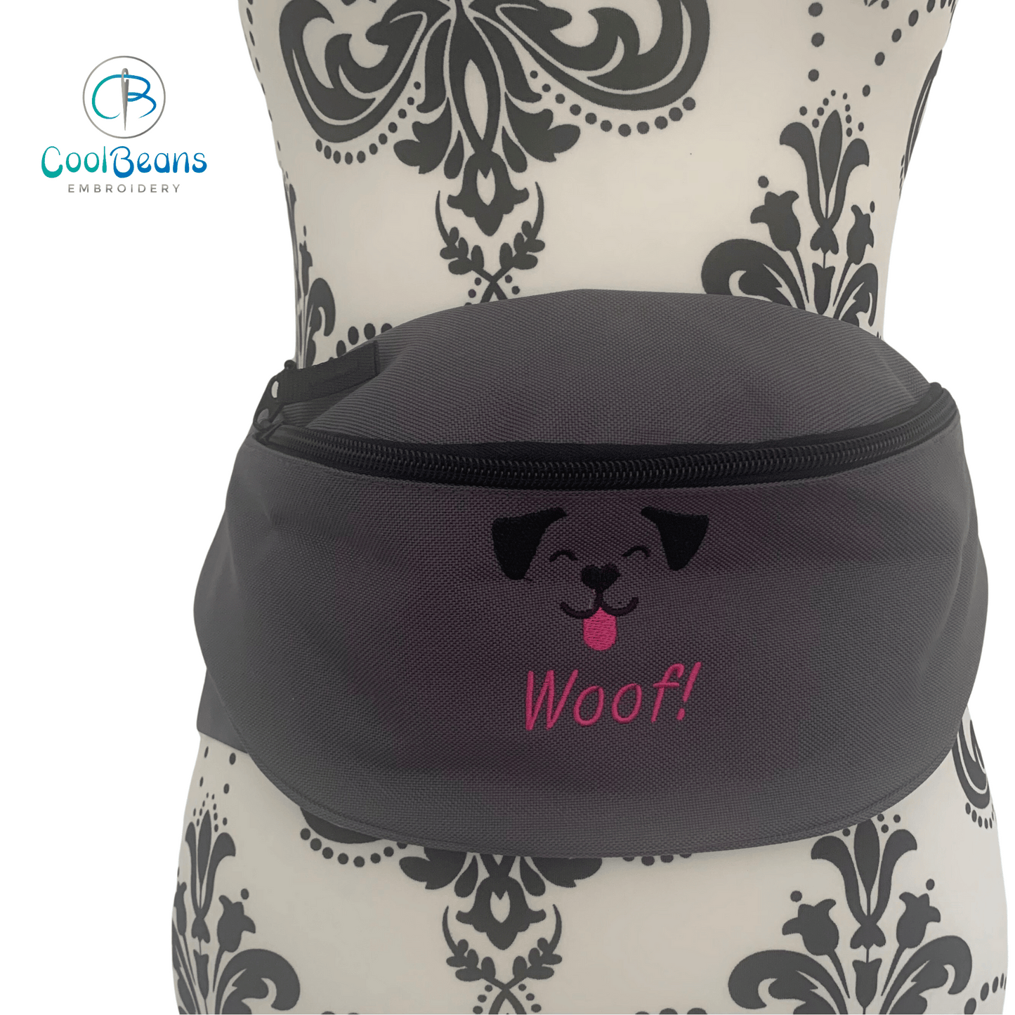 Dog Walking - Dog Face Belt Bag / 2 Zip Bumbag - Personalised - Cool Beans Embroidery & Personalisation