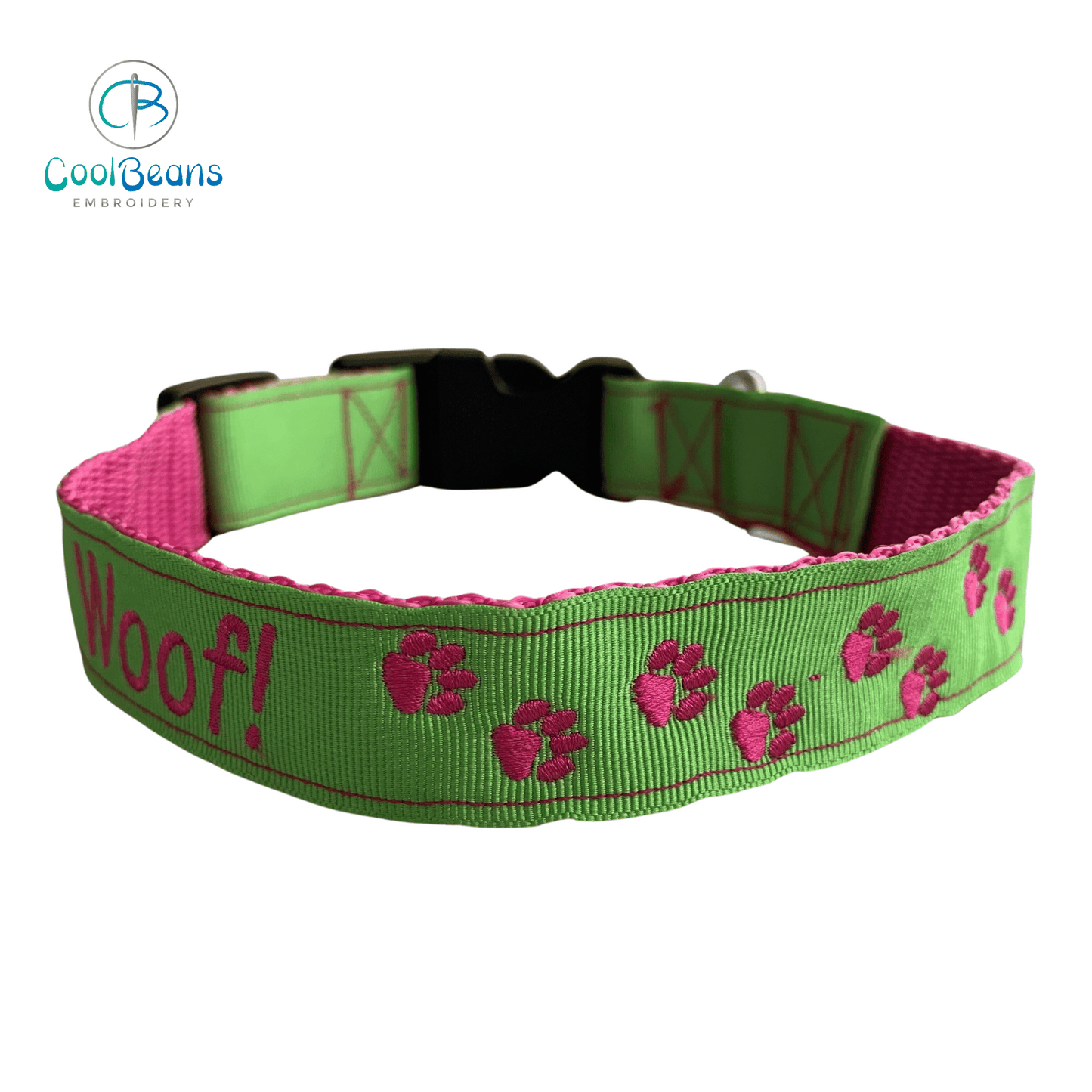 Dog Collar - Mini Paws - Handcrafted - Personalised - 25mm - Cool Beans Embroidery & Personalisation
