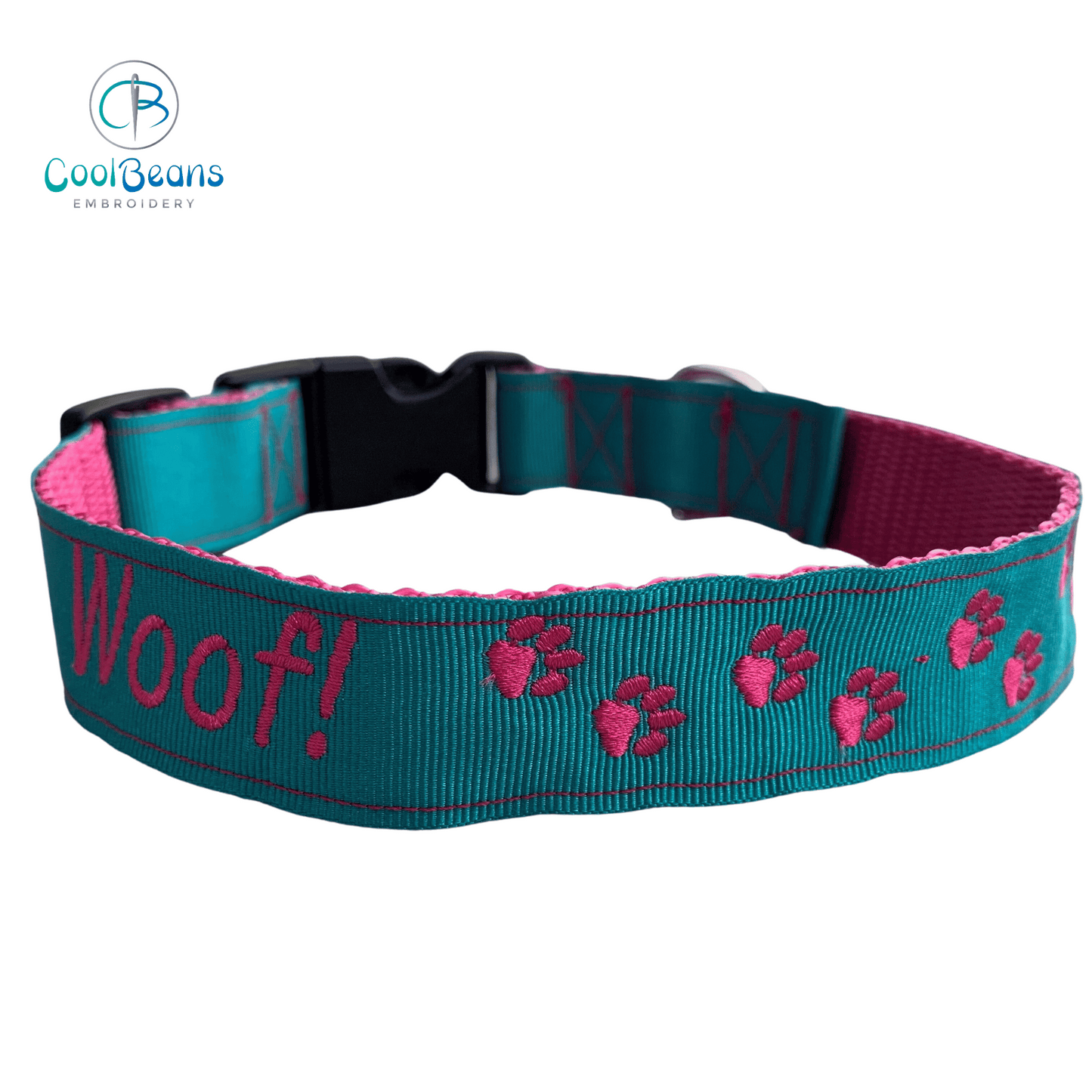 Dog Collar - Mini Paws - Handcrafted - Personalised - 25mm - Cool Beans Embroidery & Personalisation
