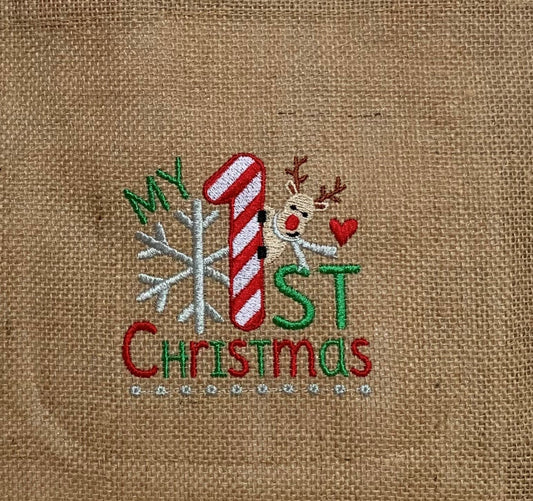 Christmas Sack - My First Christmas - Personalised - Cool Beans Embroidery & Personalisation