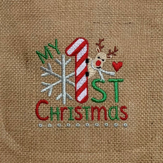 Christmas Jute Sack - My 1st Christmas - Personalised - Cool Beans Embroidery & Personalisation