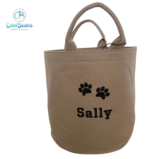 Pet Toy Storage - Two Paws Felt Trug - Pet Storage Tub - Personalised - Cool Beans Embroidery & Personalisation