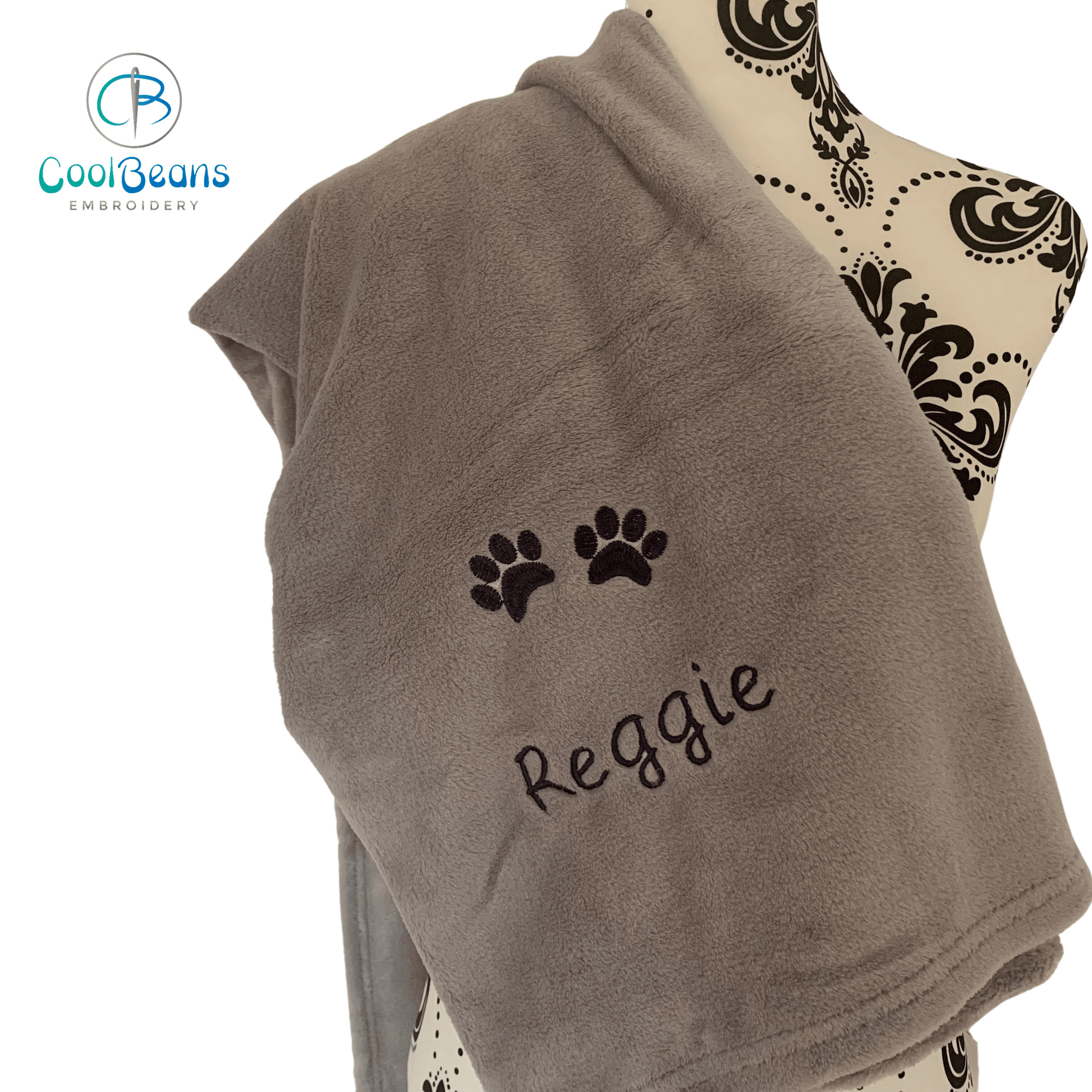 Pet Fleece Blanket - Paw Prints - Personalised - Cool Beans Embroidery & Personalisation