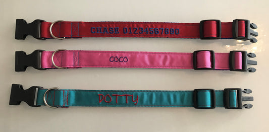 Dog Collar - Name / Phone Number - Handcrafted - Personalised - 25mm - Cool Beans Embroidery & Personalisation