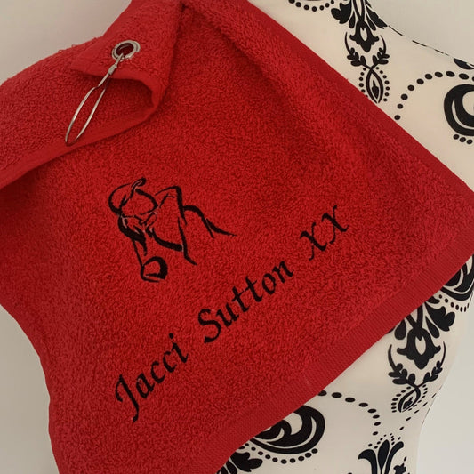 Golfer Female Towel - Grommet & Hook - Personalised - 550gsm - Cool Beans Embroidery & Personalisation