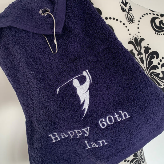 Golf Swing A Towel - Grommet & Hook - 550gsm - Personalised - Cool Beans Embroidery & Personalisation