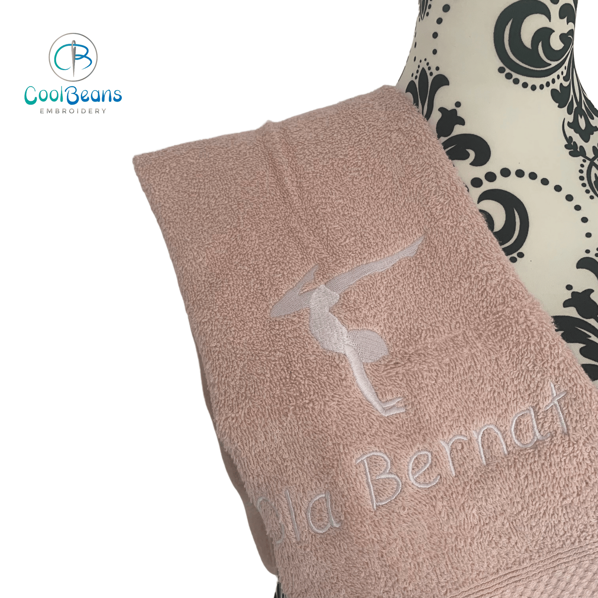 Acro Dance Embroidered Towel - Dusky Pink