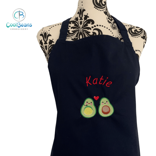 Avocado Embroidered personalised Apron - Navy