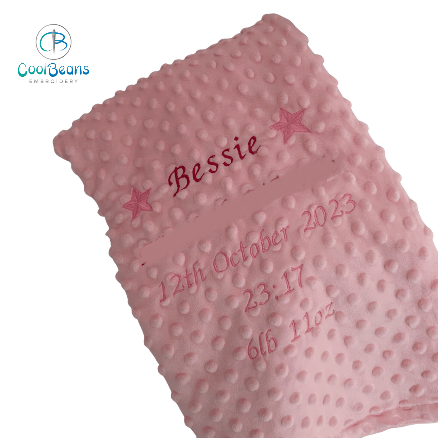 Baby Bubble Blanket Persoanlsied Name DOB Weight - Pink