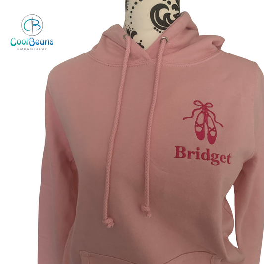 Ballet Shoes Dance Embroidered Personalised Children's Hoodie