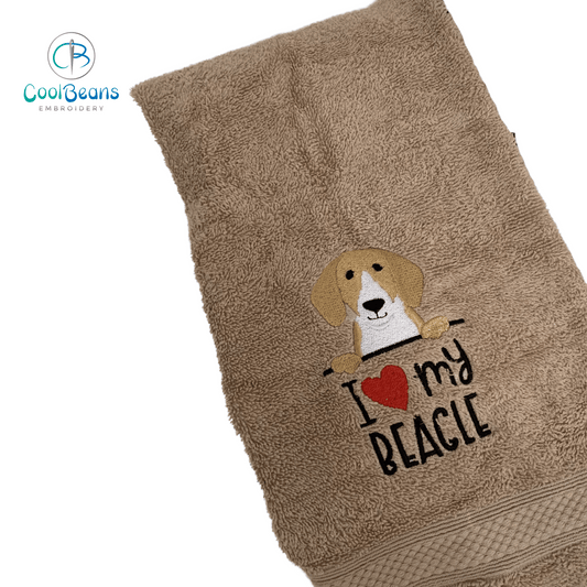 Dog Towels - I Love my Beagle - Personalised