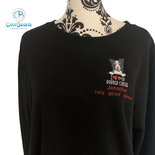 Border Collie Dog Embroidered Personalised Sweatshirt