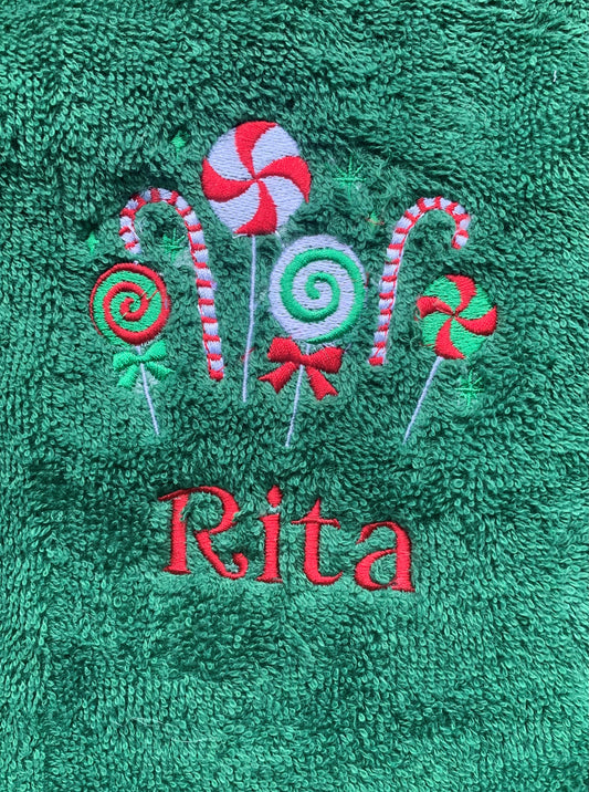 Christmas Jute Gift Bag - Christmas Candy - Personalised - Cool Beans Embroidery & Personalisation