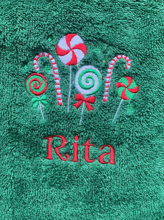 Christmas Candy Towels - Personalised - Cool Beans Embroidery & Personalisation