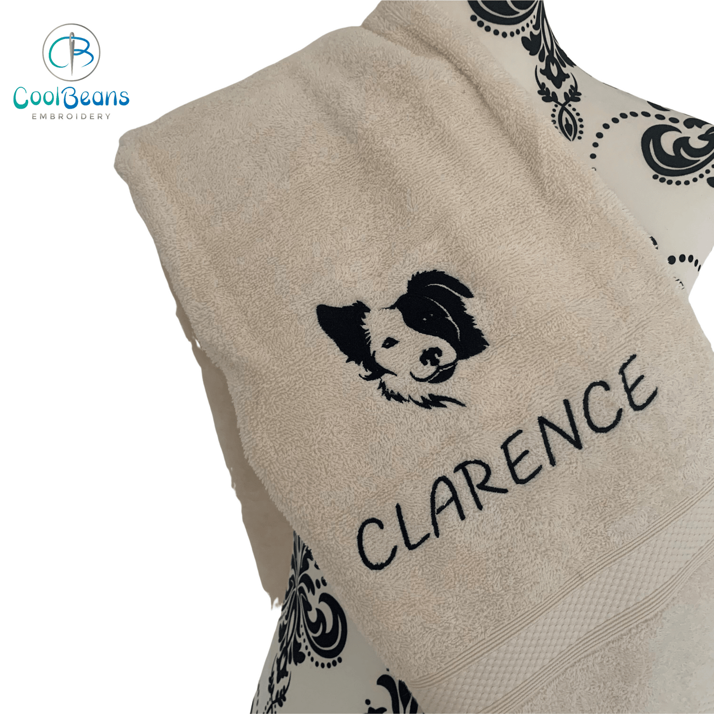 Dog Towels - Border Collie - Personalised - Cool Beans Embroidery & Personalisation