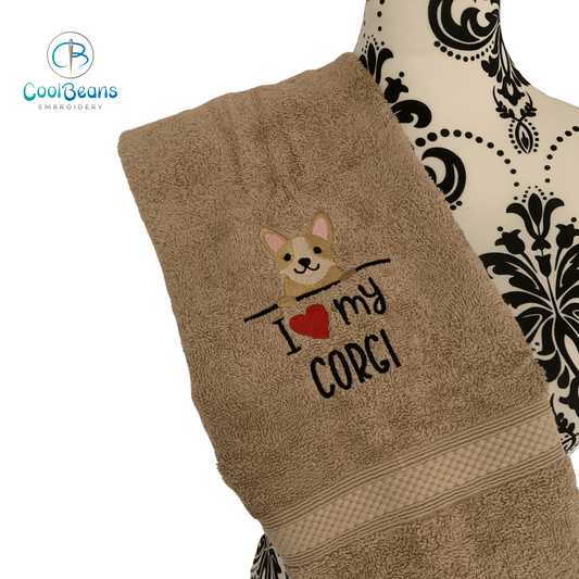 Dog Towels - I Love my Corgi - Personalised