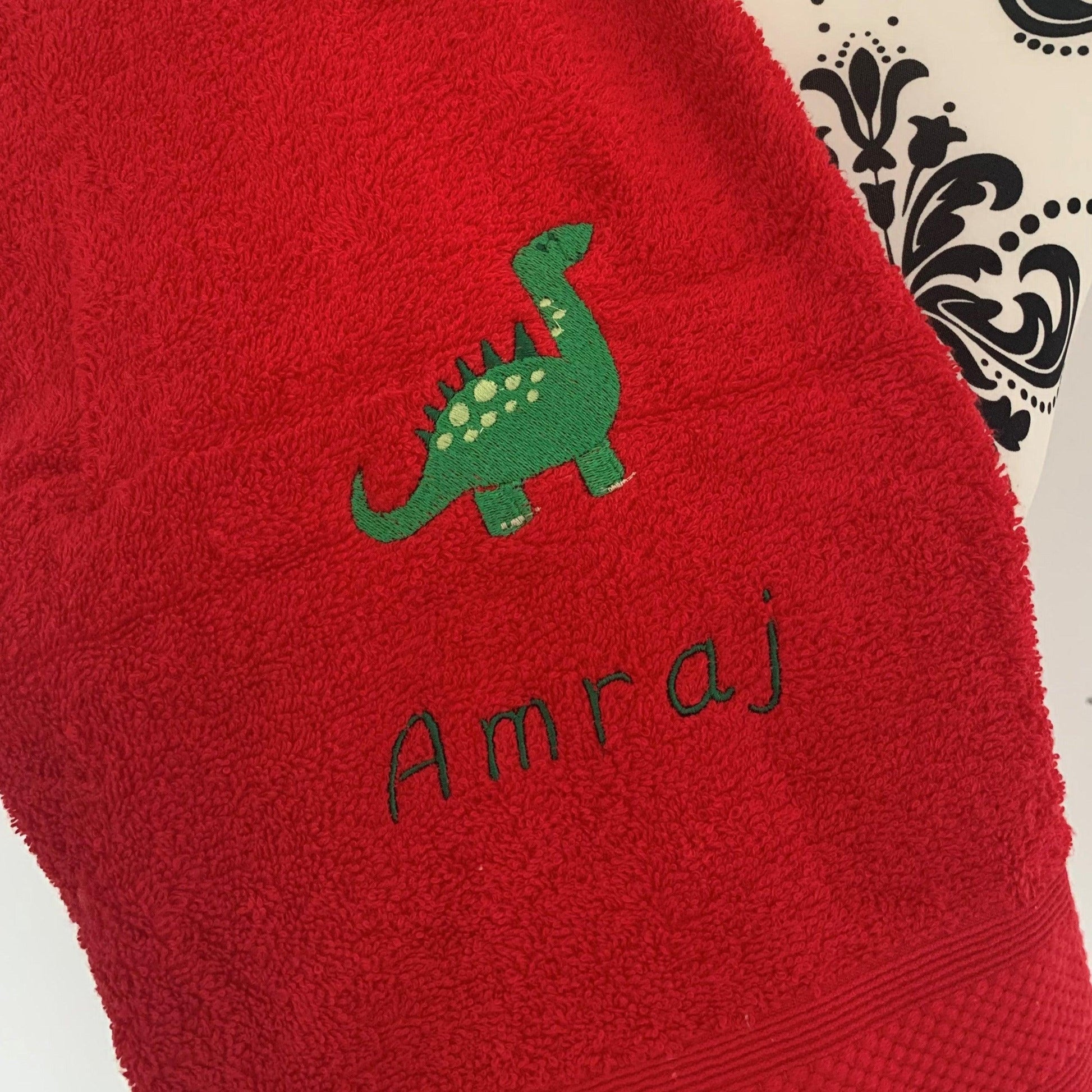 Dinosaur (Green) Towels - Personalised - Cool Beans Embroidery & Personalisation