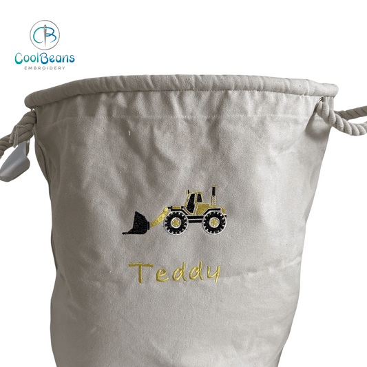 Digger A - Canvas Trug - Toy Storage - Personalised