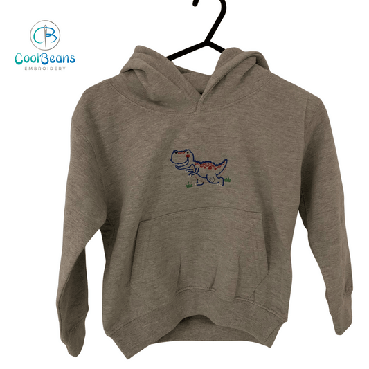 Dinosaur Embroidered personalised Hoodie - Grey