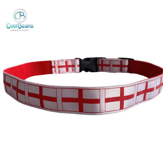 Dog Collar - England Flag - Handcrafted - Personalised - 25mm - Cool Beans Embroidery & Personalisation