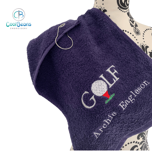 Golf Ball Towel - Grommet & Hook - 550gsm - Personalised