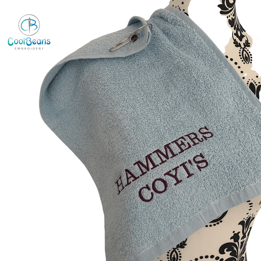 Golf Name Towel - Grommet & Hook - 550gsm - Personalised - Cool Beans Embroidery & Personalisation