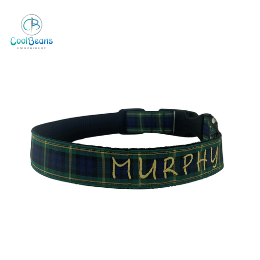 Dog Collar - Tartan Gordon - Handcrafted - Personalised - 25mm